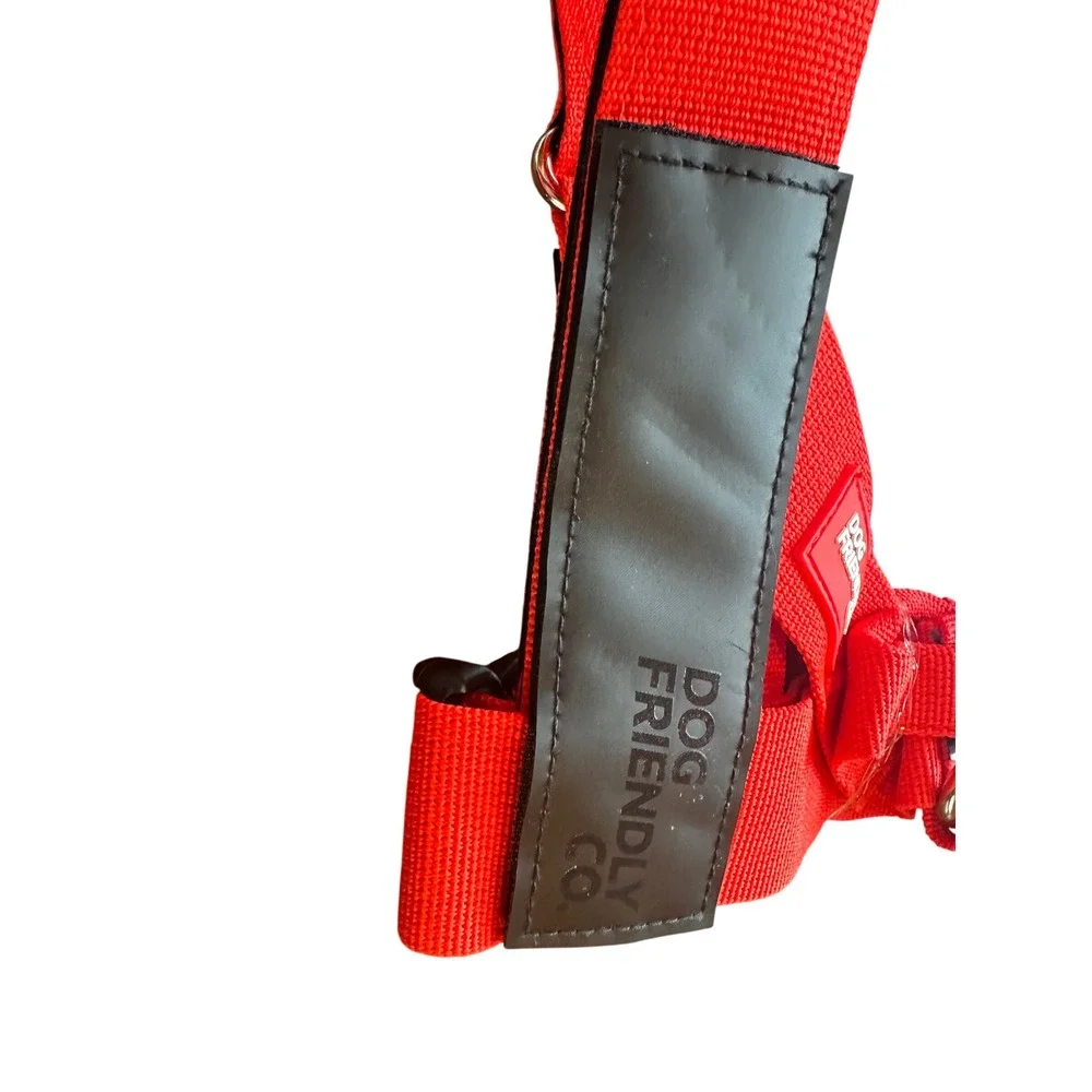 Dog Friendly Co Red Harness Medium Bungee Leash and Poop Bag Holder Set NEW